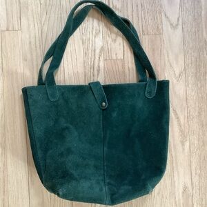 Elegant Green Suede Tote Bag